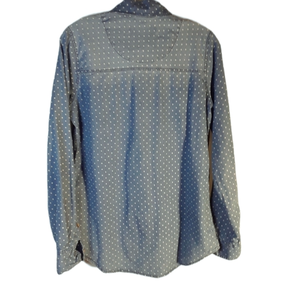 Vans blue chambray button down with white polka dots - Picture 3 of 8